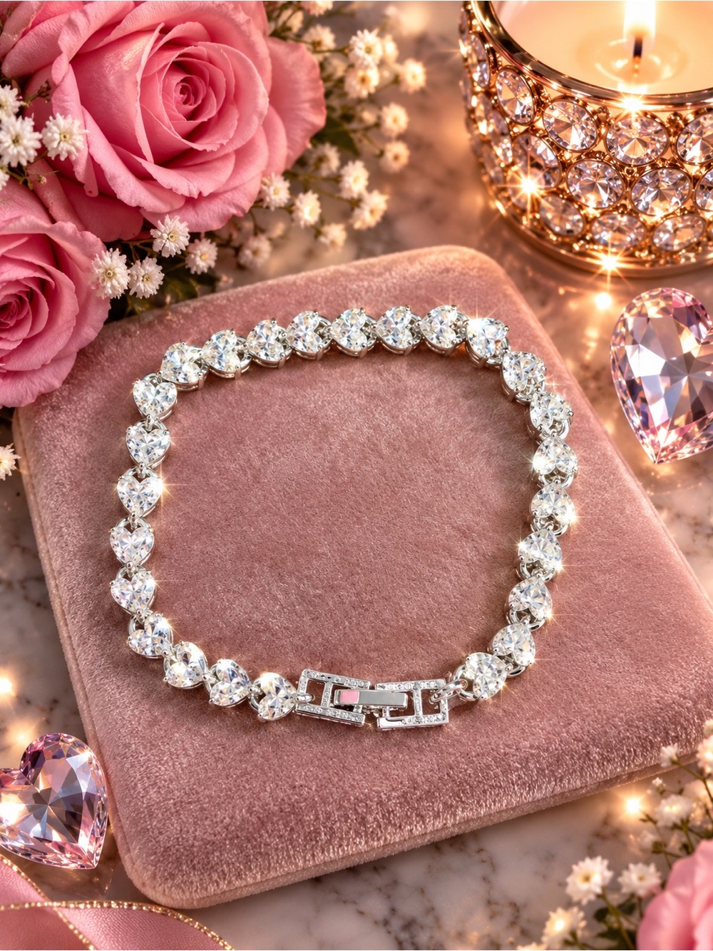 Sparkling Crystal Tennis Bracelet - Silver
